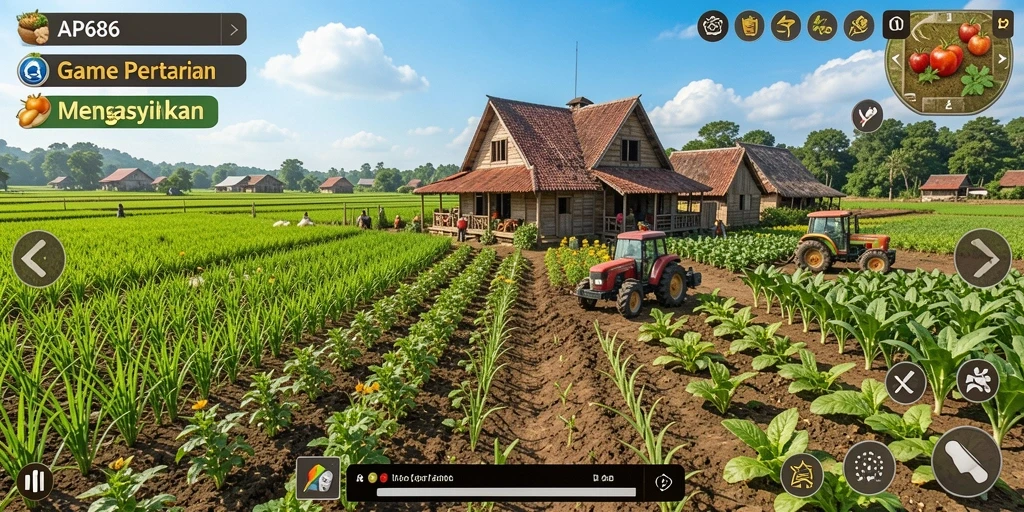 Tangkapan layar gameplay pertanian yang menarik dan seru