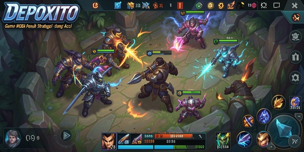 Tampilan dinamis gameplay seru DEPOXITO di arena pertempuran.