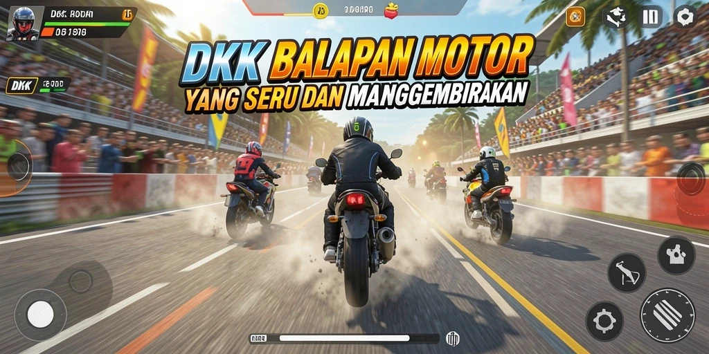 Gameplay menegangkan dengan aksi balapan motor yang seru.