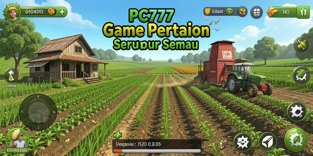 Tampilan screenshot utama PC777 saat pemain sedang berkebun.