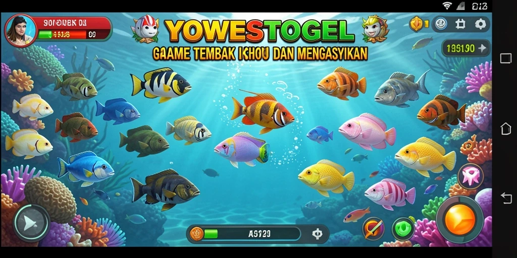 Screenshot gameplay YOWESTOGEL menunjukkan aksi seru menembak ikan.